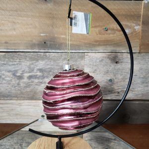 Sullivans 4" Swirl Glass Ornament - Pink & Burgundy - Shades of Red - Textured
